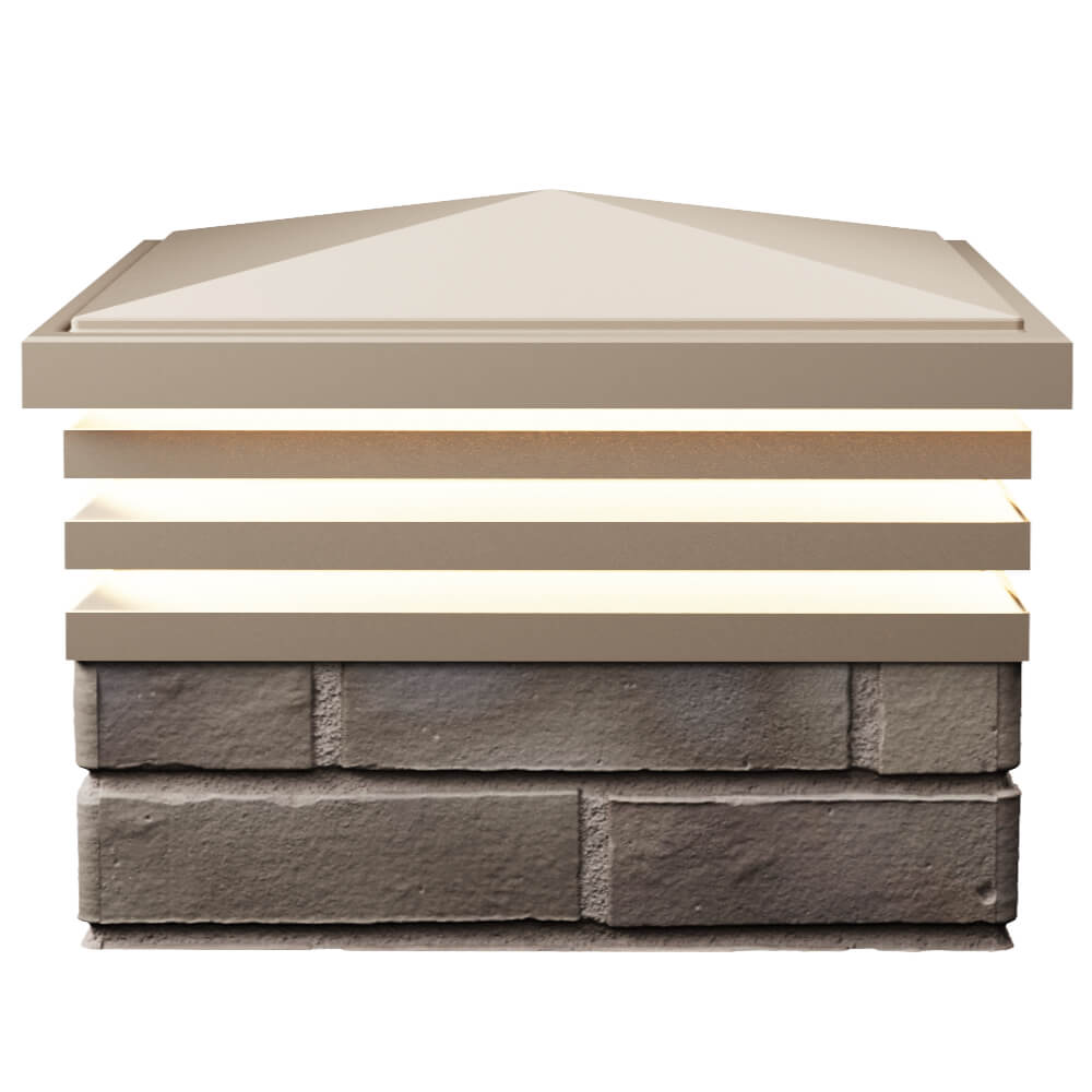 Колпак Zking Бона ХайТек Бежевый на столб 1.5х1.5 кирпича (385х385мм) с подсветкой в России фото