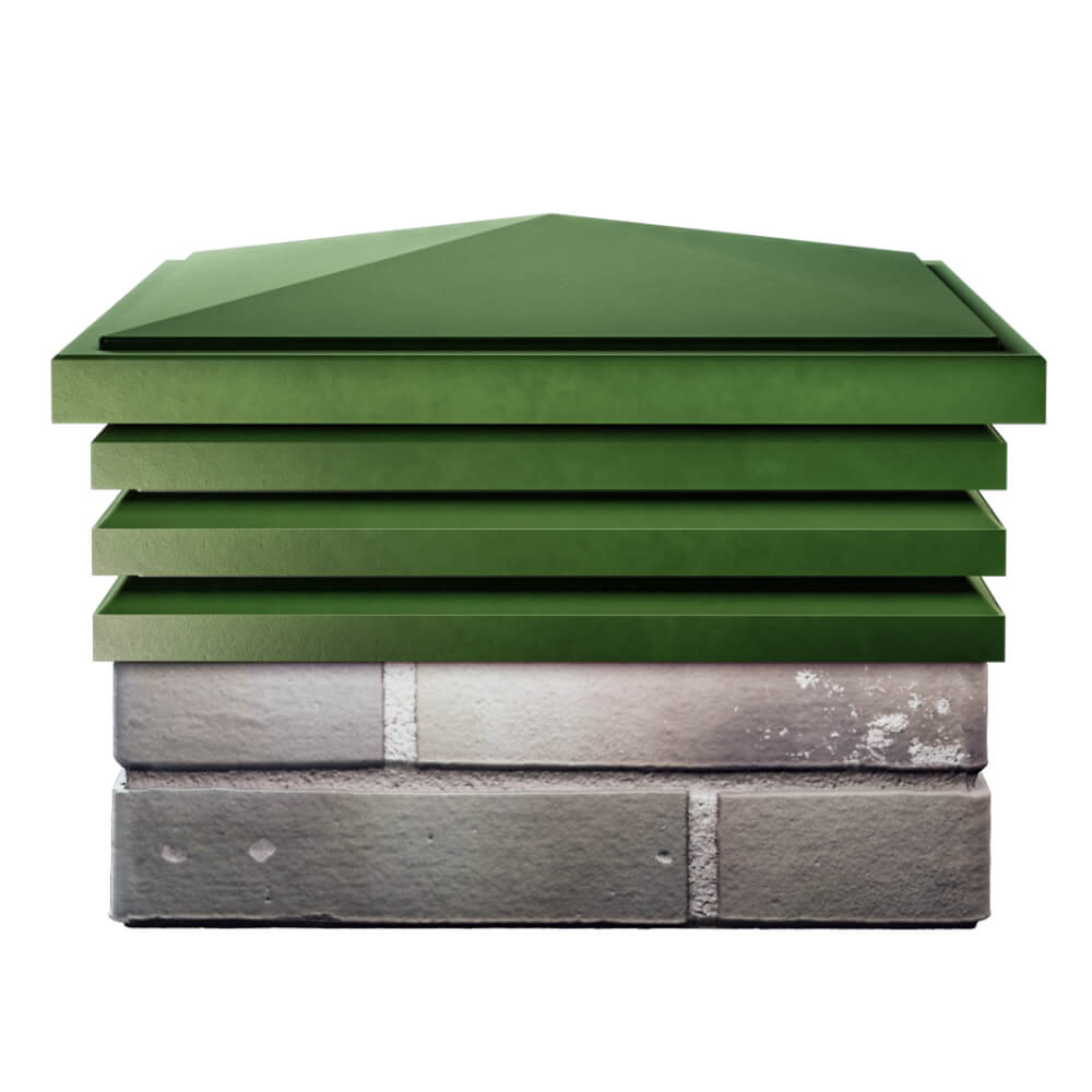 Колпак Zking Бона ХайТек Зеленый на столб 1.5х1.5 кирпича (385х385мм) Россия фото