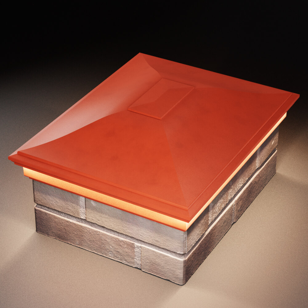 Колпак Zking Монблан Красный на столб 2х1.5 кирпича (515х385мм) c подсветкой в России фото