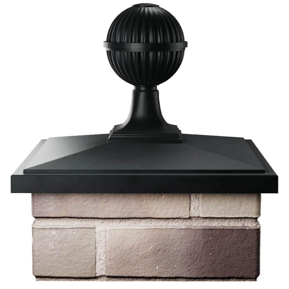Колпак Zking БонаМоно Черный с шаром на столб 1.5х1.5 кирпича (385х385, 400х400мм) в сборе Россия фото
