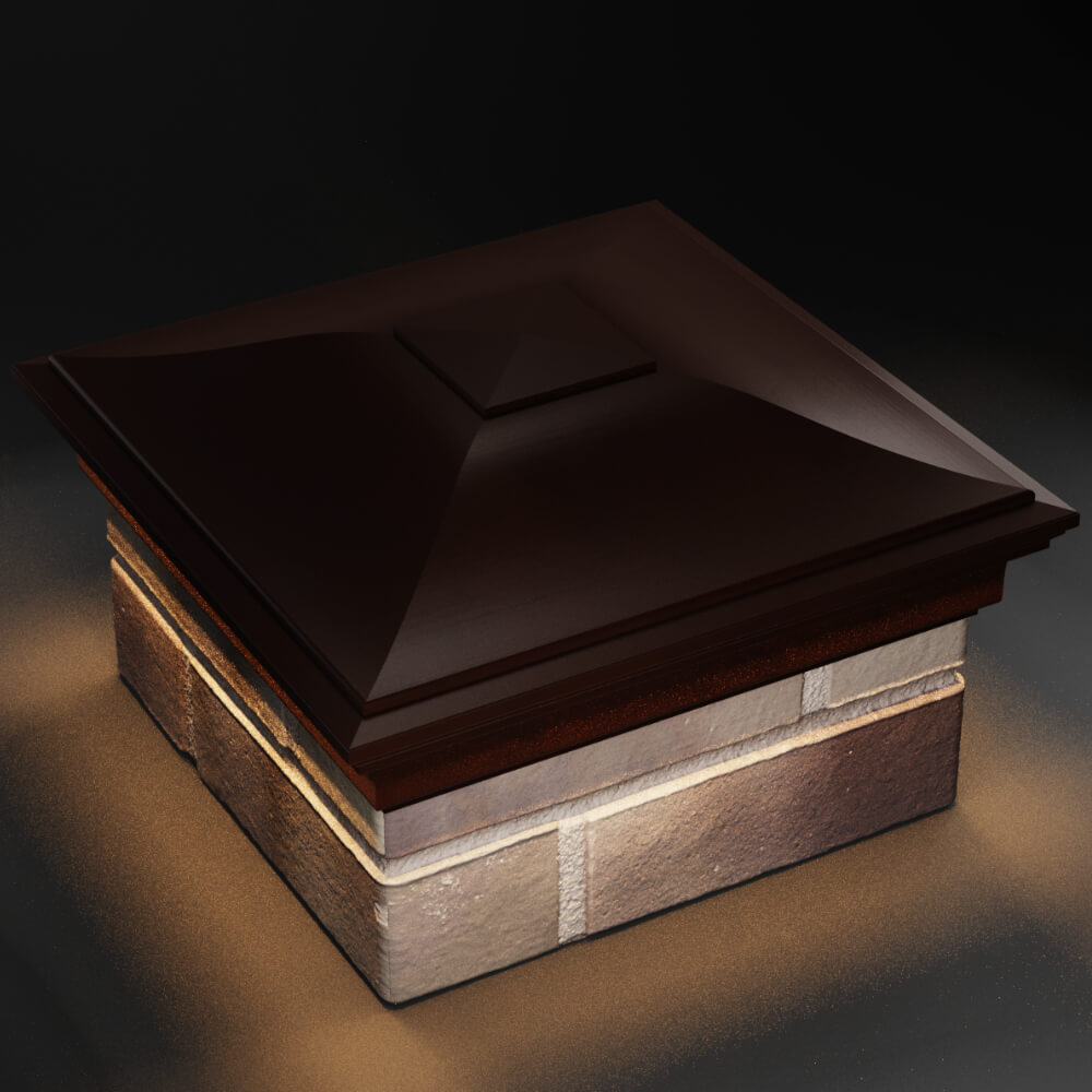 Колпак Zking Монблан Коричневый на столб 1.5х1.5 кирпича (385х385мм) с подсветкой в России фото