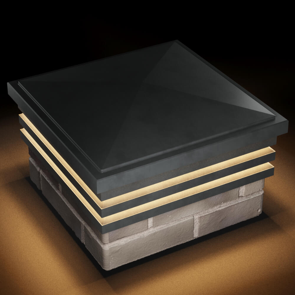 Колпак Zking Бона ХайТек Серый на столб 1.5х1.5 кирпича (385х385мм) с подсветкой в России фото