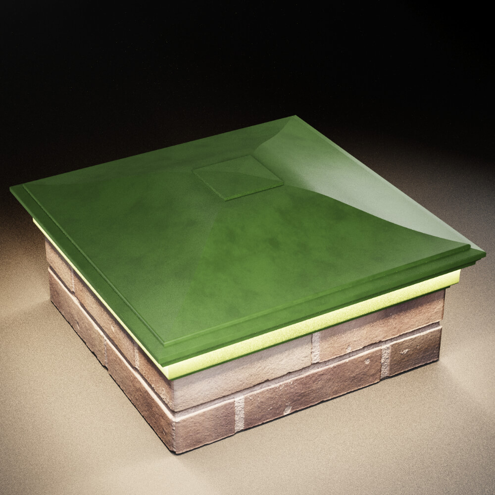 Колпак Zking Монблан Зеленый на столб 2х2 кирпича (515х515мм) c подсветкой в России фото