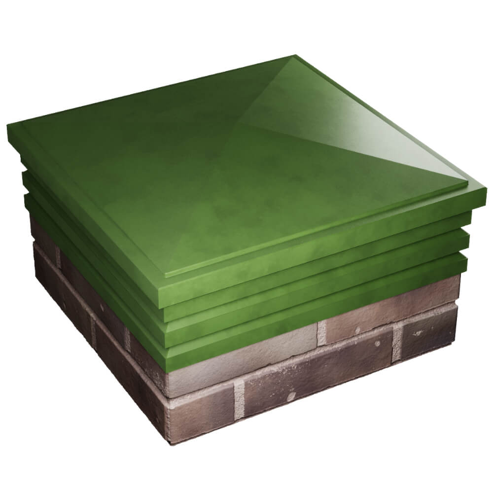 Колпак Zking Бона ХайТек Зеленый на столб 2х2 кирпича (513х513мм) в России фото