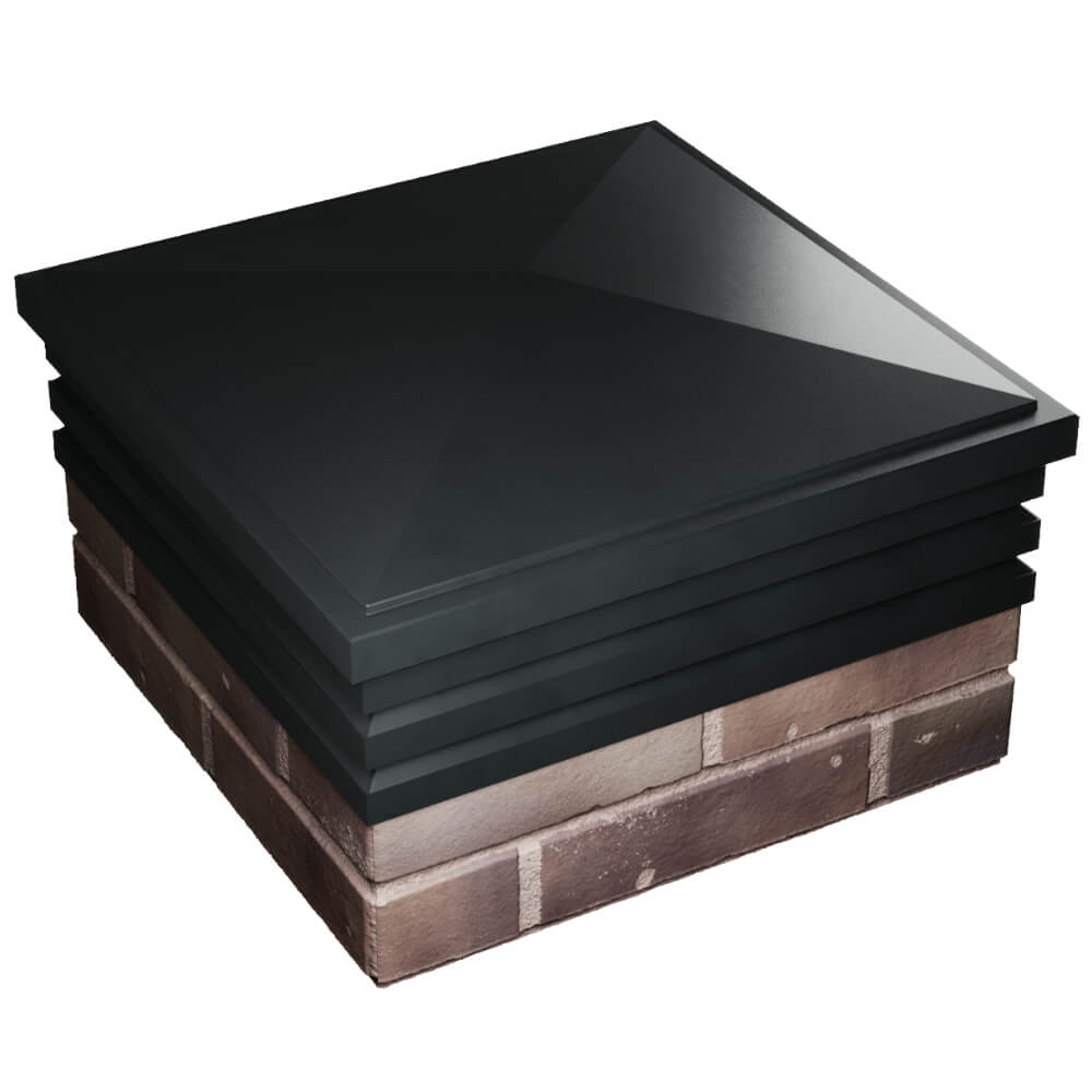 Колпак Zking Бона ХайТек Черный на столб 2х2 кирпича (513х513мм) в России фото