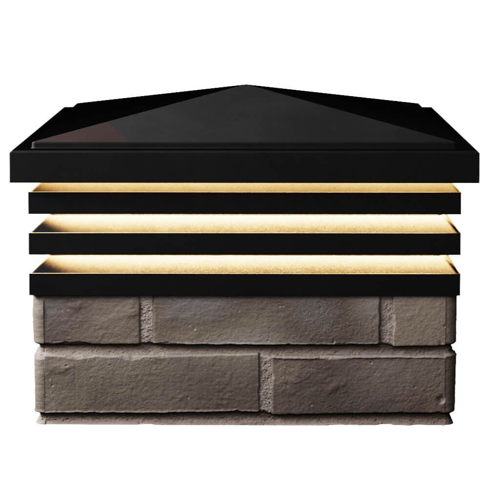 Колпак Zking Бона ХайТек Черный на столб 1.5х1.5 кирпича (385х385мм) с подсветкой в России фото