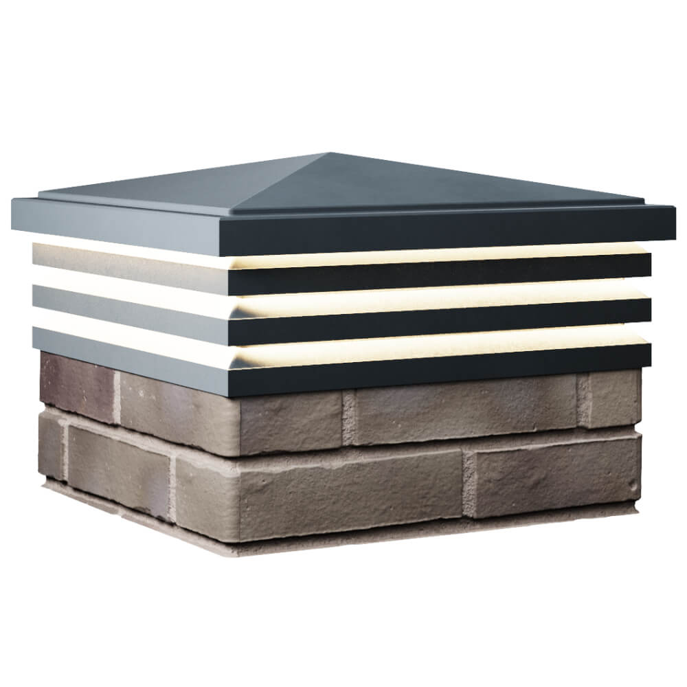 Колпак Zking Бона ХайТек Серый на столб 1.5х1.5 кирпича (385х385мм) с подсветкой в России фото