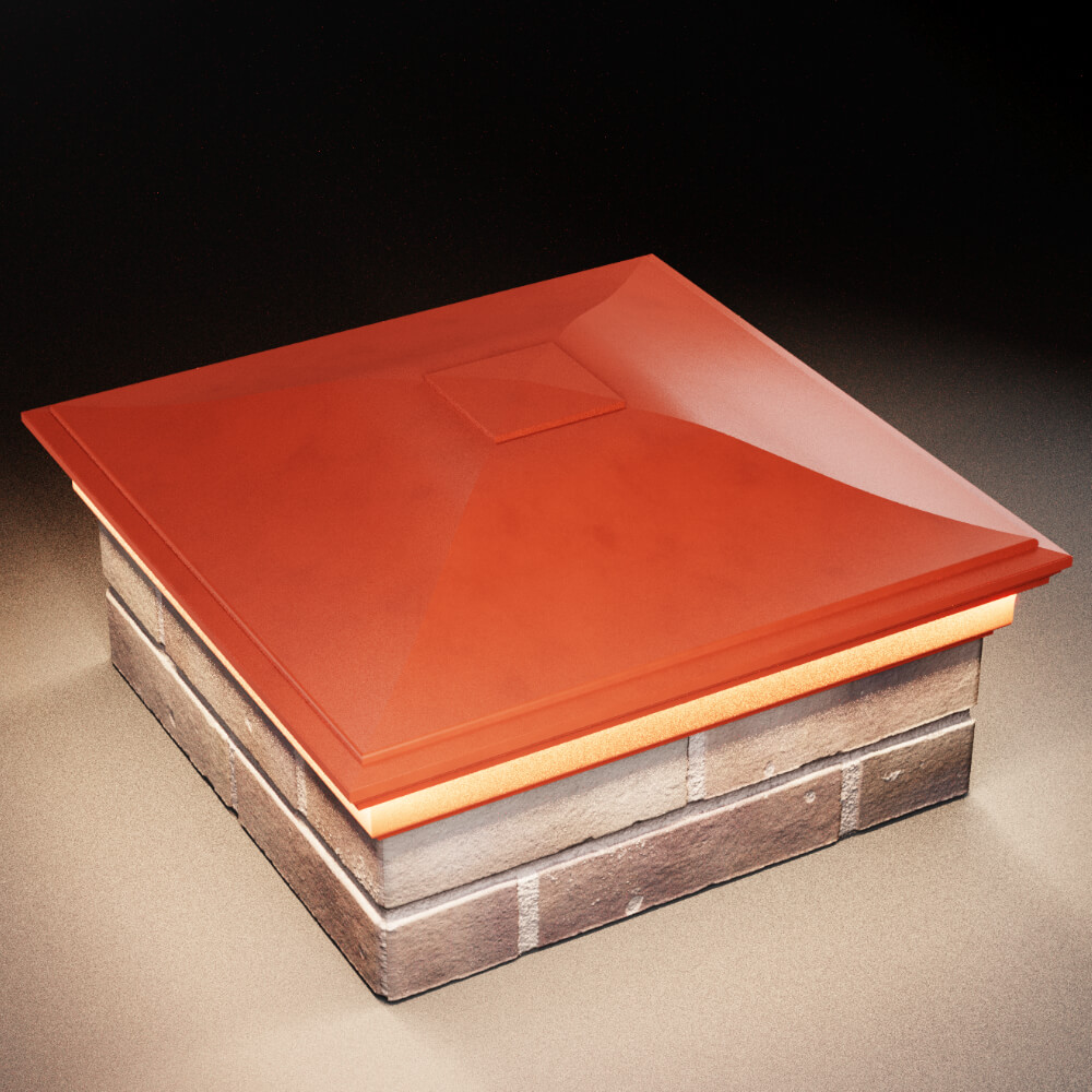 Колпак Zking Монблан Красный на столб 2х2 кирпича (515х515мм) c подсветкой в России фото