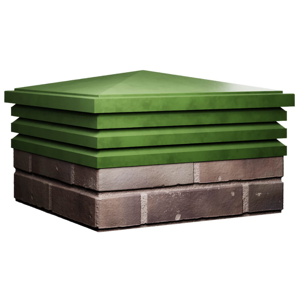 Колпак Zking Бона ХайТек Зеленый на столб 2х2 кирпича (513х513мм) в России фото