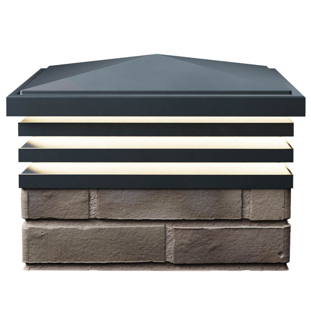 Колпак Zking Бона ХайТек Серый на столб 1.5х1.5 кирпича (385х385мм) с подсветкой в России фото