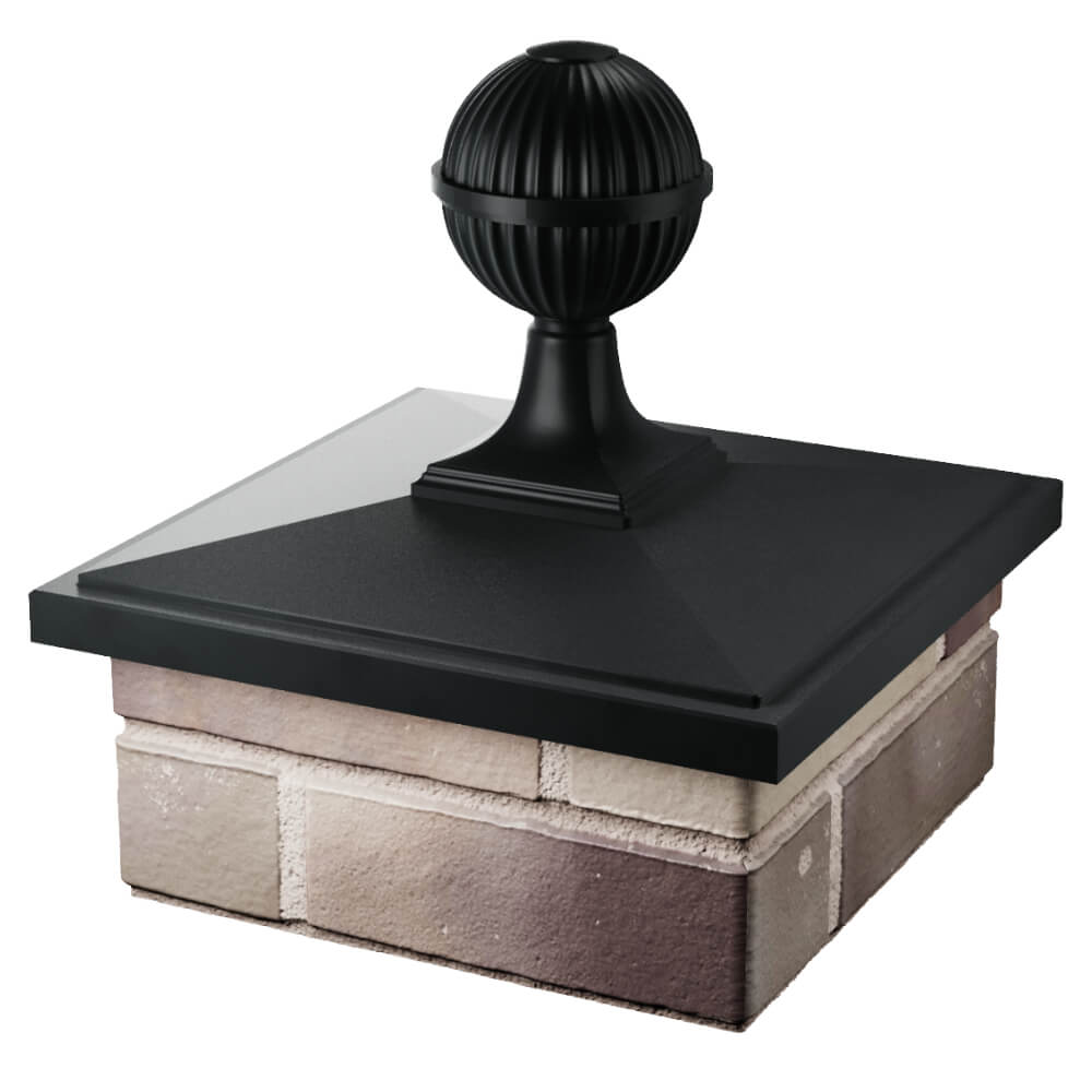 Колпак Zking БонаМоно Черный с шаром на столб 1.5х1.5 кирпича (385х385, 400х400мм) в сборе в России фото