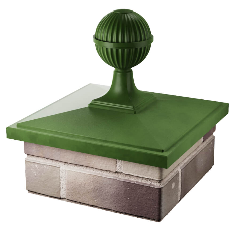 Колпак Zking БонаМоно Зеленый с шаром на столб 1.5х1.5 кирпича (385х385, 400х400мм) в сборе в России фото