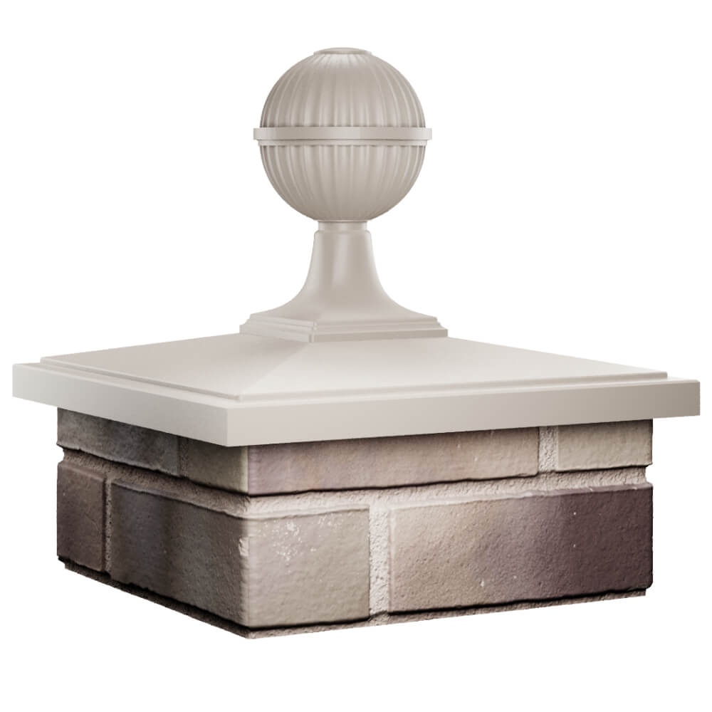 Колпак Zking БонаМоно Бежевый с шаром на столб 1.5х1.5 кирпича (385х385, 400х400мм) в сборе в России фото
