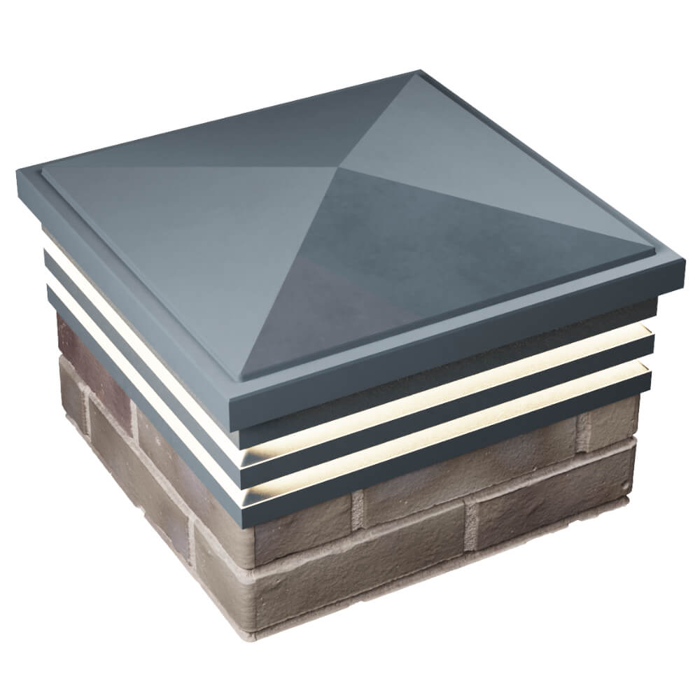 Колпак Zking Бона ХайТек Серый на столб 1.5х1.5 кирпича (385х385мм) с подсветкой в России фото