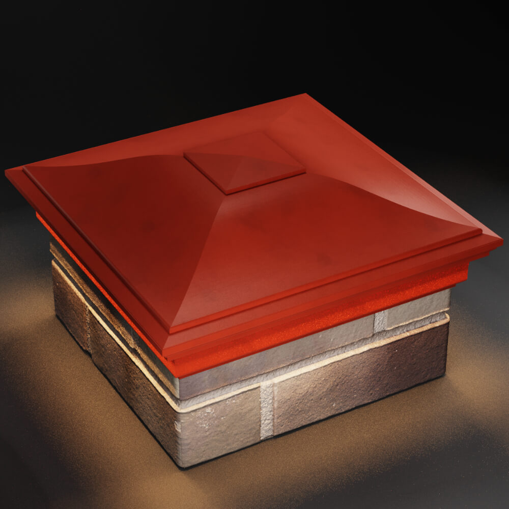 Колпак Zking Монблан Красный на столб 1.5х1.5 кирпича (385х385мм) с подсветкой в России фото