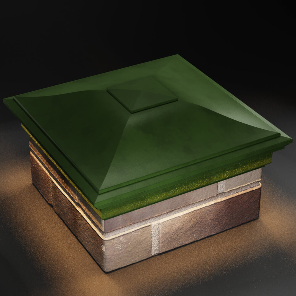 Колпак Zking Монблан Зеленый на столб 1.5х1.5 кирпича (385х385мм) с подсветкой в России фото