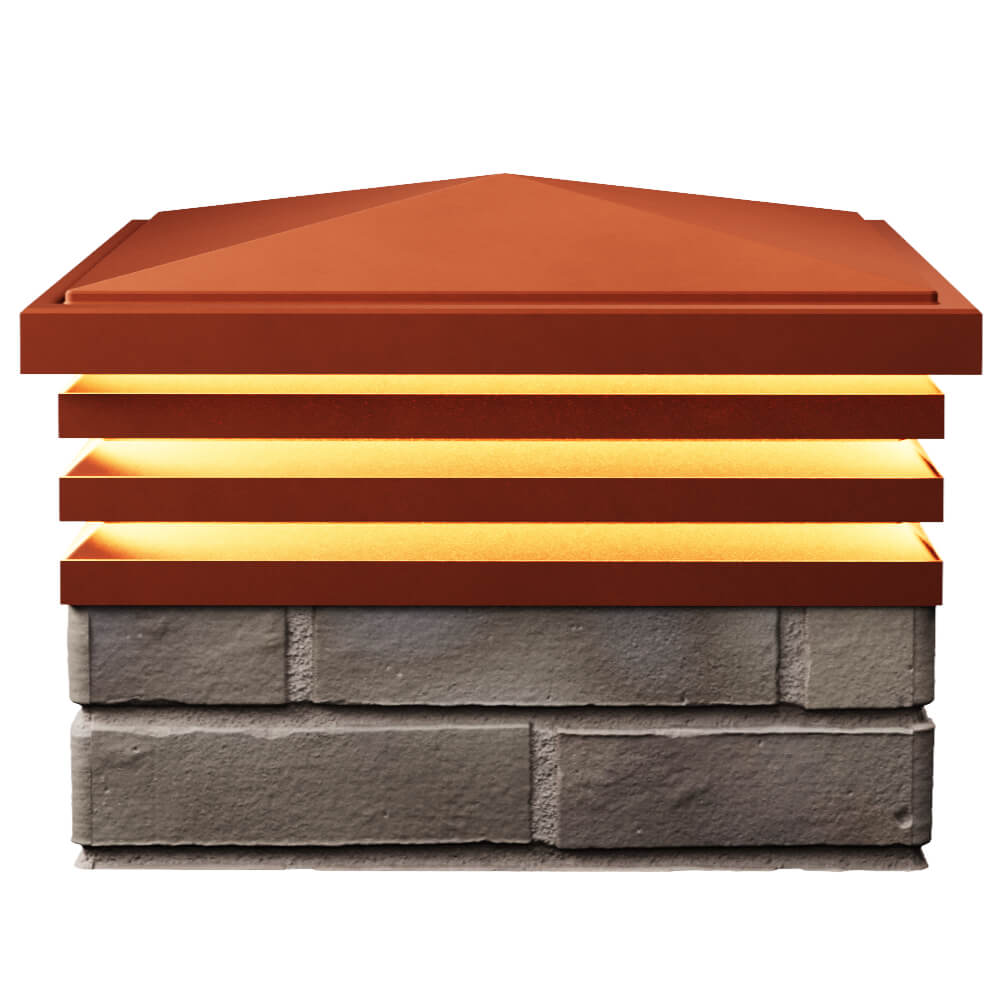 Колпак Zking Бона ХайТек Красный на столб 1.5х1.5 кирпича (385х385мм) с подсветкой в России фото