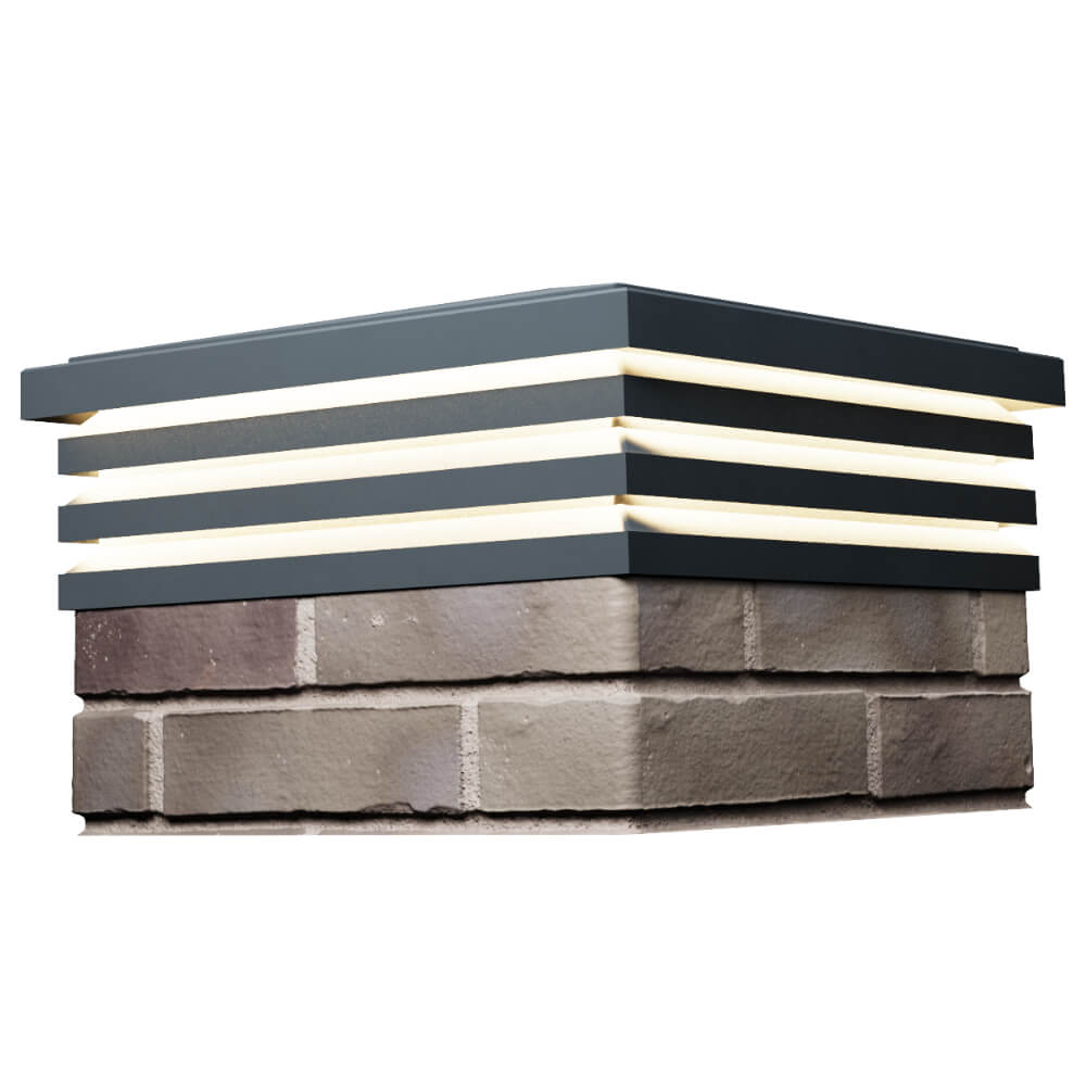 Колпак Zking Бона ХайТек Серый на столб 1.5х1.5 кирпича (385х385мм) с подсветкой в России фото