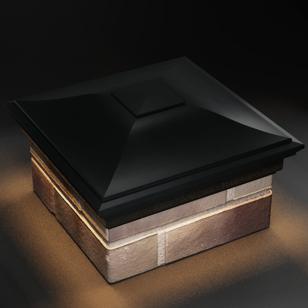 Колпак Zking Монблан Черный на столб 1.5х1.5 кирпича (385х385мм) с подсветкой в России фото